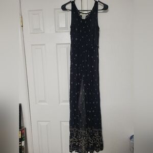 Black Maxi Dress with White Pattern